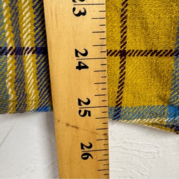 J Crew Yellow Blue Plaid Button Down Shirt Womens 6 Boy Fit Casual Flannel Fall - Picture 9 of 10